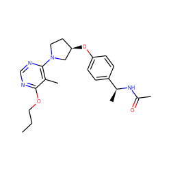 CCCOc1ncnc(N2CC[C@@H](Oc3ccc([C@H](C)NC(C)=O)cc3)C2)c1C ZINC000261098809