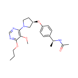 CCCOc1ncnc(N2CC[C@@H](Oc3ccc([C@H](C)NC(C)=O)cc3)C2)c1OC ZINC000261149448