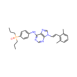 CCCP(=O)(CCC)c1ccc(Nc2ncnc3c2ncn3/C=C/c2c(C)cccc2C)cc1 ZINC000040847470