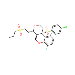 CCCS(=O)(=O)CC[C@@H]1OCC[C@@]2(S(=O)(=O)c3ccc(Cl)cc3)c3c(F)ccc(F)c3OC[C@@H]12 ZINC000095593323