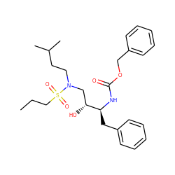 CCCS(=O)(=O)N(CCC(C)C)C[C@@H](O)[C@H](Cc1ccccc1)NC(=O)OCc1ccccc1 ZINC000013740376