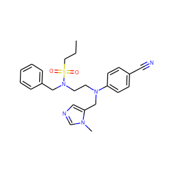 CCCS(=O)(=O)N(CCN(Cc1cncn1C)c1ccc(C#N)cc1)Cc1ccccc1 ZINC000064539949