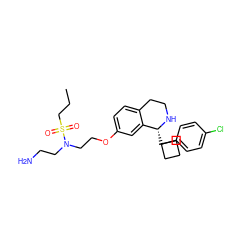 CCCS(=O)(=O)N(CCN)CCOc1ccc2c(c1)[C@@H](C1(c3ccc(Cl)cc3)CCC1)NCC2 ZINC000114980049