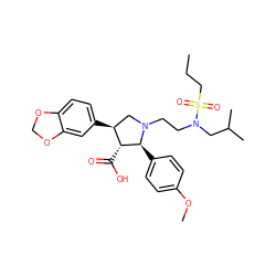 CCCS(=O)(=O)N(CCN1C[C@H](c2ccc3c(c2)OCO3)[C@@H](C(=O)O)[C@@H]1c1ccc(OC)cc1)CC(C)C ZINC000026965666