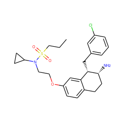 CCCS(=O)(=O)N(CCOc1ccc2c(c1)[C@H](Cc1cccc(Cl)c1)[C@H](N)CC2)C1CC1 ZINC000142377959