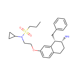 CCCS(=O)(=O)N(CCOc1ccc2c(c1)[C@H](Cc1ccccc1)[C@H](N)CC2)C1CC1 ZINC000142230670