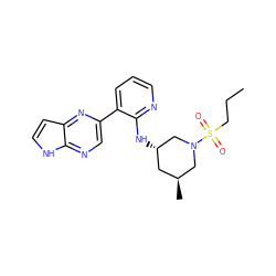 CCCS(=O)(=O)N1C[C@@H](C)C[C@H](Nc2ncccc2-c2cnc3[nH]ccc3n2)C1 ZINC000169078888