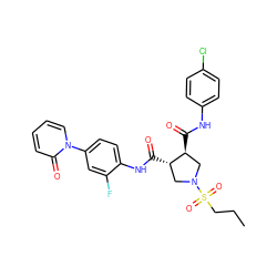 CCCS(=O)(=O)N1C[C@H](C(=O)Nc2ccc(Cl)cc2)[C@@H](C(=O)Nc2ccc(-n3ccccc3=O)cc2F)C1 ZINC000058582103