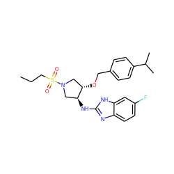 CCCS(=O)(=O)N1C[C@H](Nc2nc3ccc(F)cc3[nH]2)[C@@H](OCc2ccc(C(C)C)cc2)C1 ZINC000206740199