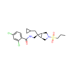 CCCS(=O)(=O)N1C[C@H]2[C@@H](C1)[C@]2(CNC(=O)c1ccc(Cl)cc1Cl)CC1CC1 ZINC000103271452