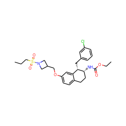 CCCS(=O)(=O)N1CC(COc2ccc3c(c2)[C@H](Cc2cccc(Cl)c2)[C@H](NC(=O)OCC)CC3)C1 ZINC000199767561