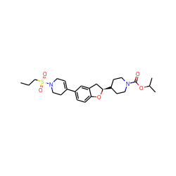 CCCS(=O)(=O)N1CC=C(c2ccc3c(c2)C[C@@H](C2CCN(C(=O)OC(C)C)CC2)O3)CC1 ZINC000143640537