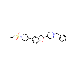 CCCS(=O)(=O)N1CC=C(c2ccc3c(c2)C[C@@H](C2CCN(Cc4ccccc4)CC2)O3)CC1 ZINC000169335988