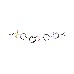 CCCS(=O)(=O)N1CC=C(c2ccc3c(c2)C[C@@H](C2CCN(c4ncc(C5CC5)cn4)CC2)O3)CC1 ZINC000169336011