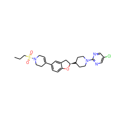 CCCS(=O)(=O)N1CC=C(c2ccc3c(c2)C[C@@H](C2CCN(c4ncc(Cl)cn4)CC2)O3)CC1 ZINC000169336002