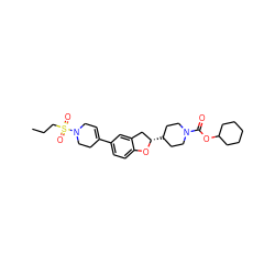 CCCS(=O)(=O)N1CC=C(c2ccc3c(c2)C[C@H](C2CCN(C(=O)OC4CCCCC4)CC2)O3)CC1 ZINC000072318314