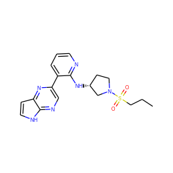 CCCS(=O)(=O)N1CC[C@@H](Nc2ncccc2-c2cnc3[nH]ccc3n2)C1 ZINC000169033254