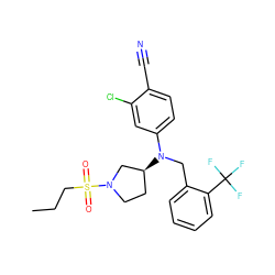 CCCS(=O)(=O)N1CC[C@H](N(Cc2ccccc2C(F)(F)F)c2ccc(C#N)c(Cl)c2)C1 ZINC000045352049