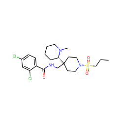 CCCS(=O)(=O)N1CCC(CNC(=O)c2ccc(Cl)cc2Cl)([C@@H]2CCCCN2C)CC1 ZINC000040867195