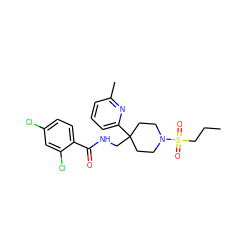 CCCS(=O)(=O)N1CCC(CNC(=O)c2ccc(Cl)cc2Cl)(c2cccc(C)n2)CC1 ZINC000040872755