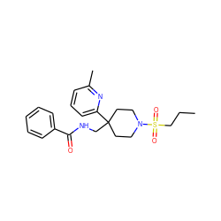 CCCS(=O)(=O)N1CCC(CNC(=O)c2ccccc2)(c2cccc(C)n2)CC1 ZINC000040872460