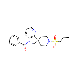 CCCS(=O)(=O)N1CCC(CNC(=O)c2ccccc2)(c2ccccn2)CC1 ZINC000040874195