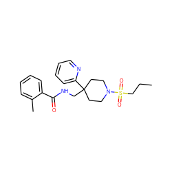 CCCS(=O)(=O)N1CCC(CNC(=O)c2ccccc2C)(c2ccccn2)CC1 ZINC000040866706