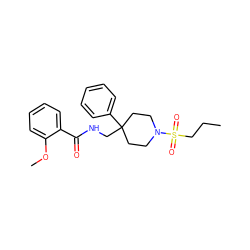 CCCS(=O)(=O)N1CCC(CNC(=O)c2ccccc2OC)(c2ccccc2)CC1 ZINC000033965068