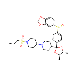 CCCS(=O)(=O)N1CCC(N2CCC(C3(c4ccc([S@@+]([O-])c5ccc6c(c5)OCO6)cc4)O[C@H](C)[C@@H](C)O3)CC2)CC1 ZINC000026654012