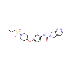 CCCS(=O)(=O)N1CCC(Oc2ccc(NC(=O)N3Cc4ccncc4C3)cc2)CC1 ZINC000166994254