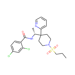 CCCS(=O)(=O)N1CCC(c2ccccn2)([C@@H](C)NC(=O)c2ccc(Cl)cc2Cl)CC1 ZINC000040861302