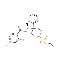 CCCS(=O)(=O)N1CCC(c2ccccn2)([C@H](C)NC(=O)c2ccc(Cl)cc2Cl)CC1 ZINC000040865672