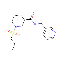 CCCS(=O)(=O)N1CCC[C@@H](C(=O)NCc2cccnc2)C1 ZINC000000220802