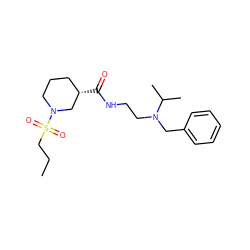 CCCS(=O)(=O)N1CCC[C@H](C(=O)NCCN(Cc2ccccc2)C(C)C)C1 ZINC000004434576