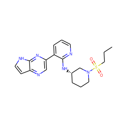 CCCS(=O)(=O)N1CCC[C@H](Nc2ncccc2-c2cnc3cc[nH]c3n2)C1 ZINC000168946009