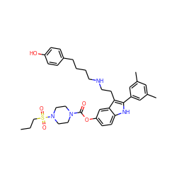 CCCS(=O)(=O)N1CCN(C(=O)Oc2ccc3[nH]c(-c4cc(C)cc(C)c4)c(CCNCCCCc4ccc(O)cc4)c3c2)CC1 ZINC000027559760