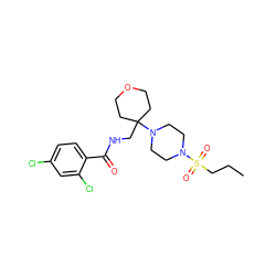 CCCS(=O)(=O)N1CCN(C2(CNC(=O)c3ccc(Cl)cc3Cl)CCOCC2)CC1 ZINC000095585434