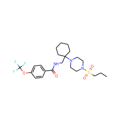 CCCS(=O)(=O)N1CCN(C2(CNC(=O)c3ccc(OC(F)(F)F)cc3)CCCCC2)CC1 ZINC000095583258