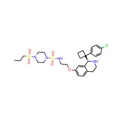 CCCS(=O)(=O)N1CCN(S(=O)(=O)NCCOc2ccc3c(c2)[C@@H](C2(c4ccc(Cl)cc4)CCC2)NCC3)CC1 ZINC000117354645