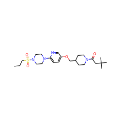 CCCS(=O)(=O)N1CCN(c2ccc(OCC3CCN(C(=O)CC(C)(C)C)CC3)cn2)CC1 ZINC000049068881