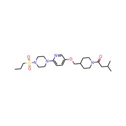 CCCS(=O)(=O)N1CCN(c2ccc(OCC3CCN(C(=O)CC(C)C)CC3)cn2)CC1 ZINC000049115063