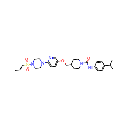 CCCS(=O)(=O)N1CCN(c2ccc(OCC3CCN(C(=O)Nc4ccc(C(C)C)cc4)CC3)cn2)CC1 ZINC000049780655