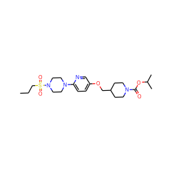 CCCS(=O)(=O)N1CCN(c2ccc(OCC3CCN(C(=O)OC(C)C)CC3)cn2)CC1 ZINC000049071210