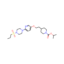 CCCS(=O)(=O)N1CCN(c2ccc(OCCC3CCN(C(=O)OC(C)C)CC3)cn2)CC1 ZINC000049070682