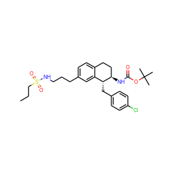 CCCS(=O)(=O)NCCCc1ccc2c(c1)[C@@H](Cc1ccc(Cl)cc1)[C@H](NC(=O)OC(C)(C)C)CC2 ZINC000142973334