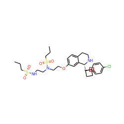 CCCS(=O)(=O)NCCN(CCOc1ccc2c(c1)[C@@H](C1(c3ccc(Cl)cc3)CCC1)NCC2)S(=O)(=O)CCC ZINC000114984743