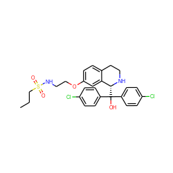 CCCS(=O)(=O)NCCOc1ccc2c(c1)[C@@H](C(O)(c1ccc(Cl)cc1)c1ccc(Cl)cc1)NCC2 ZINC000114980783