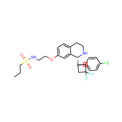 CCCS(=O)(=O)NCCOc1ccc2c(c1)[C@@H](C1(c3ccc(Cl)cc3)CC(F)(F)C1)NCC2 ZINC000114978464