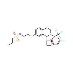 CCCS(=O)(=O)NCCOc1ccc2c(c1)[C@@H](C1(c3ccc(F)cc3)CCC1)N(CC(F)(F)F)CC2 ZINC000114981645