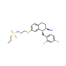 CCCS(=O)(=O)NCCOc1ccc2c(c1)[C@H](Cc1ccc(Cl)cc1Cl)[C@H](N)CC2 ZINC000142595619